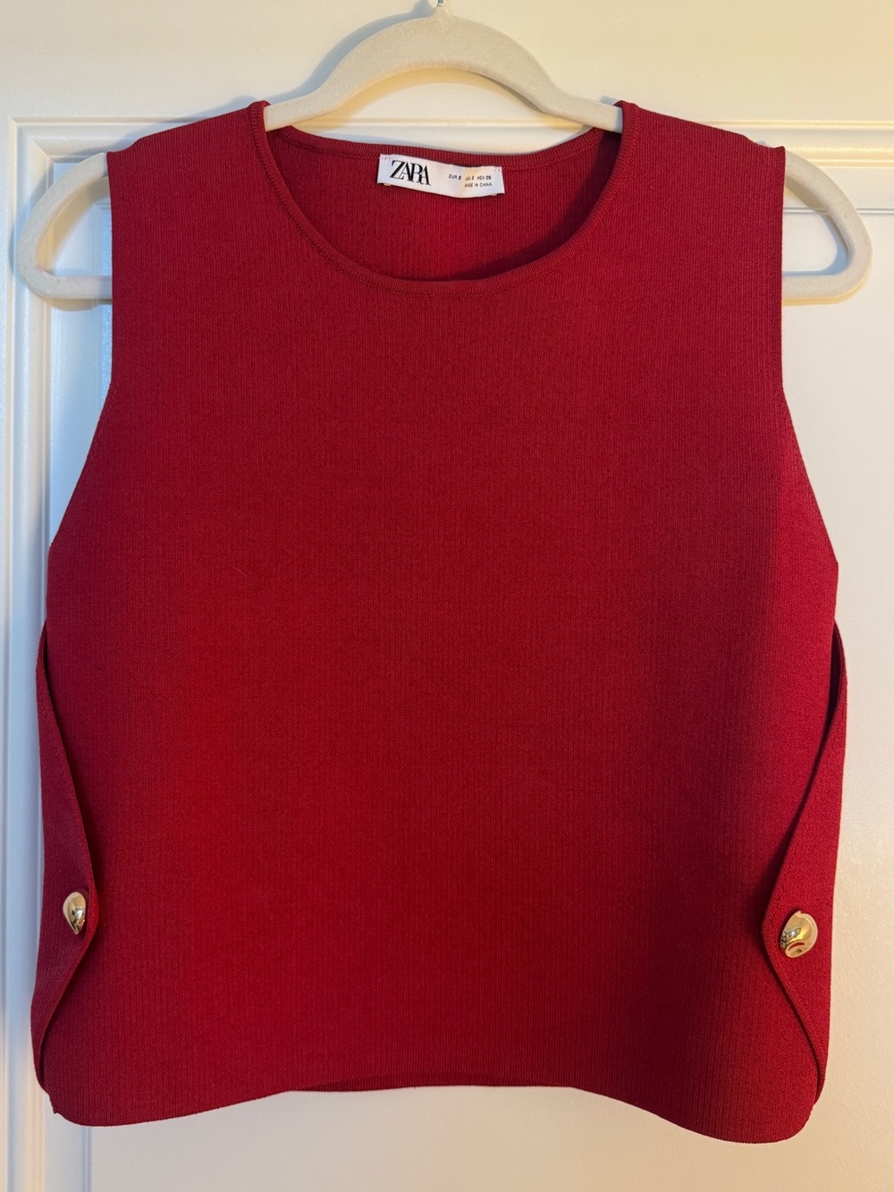 Zara Red Sleeveless Knit Crop Top & Belted Skirt Set - Picture 3 of 8